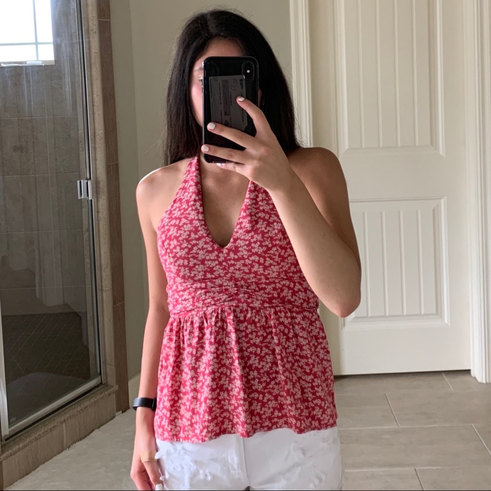 American Eagle Red Floral Tank